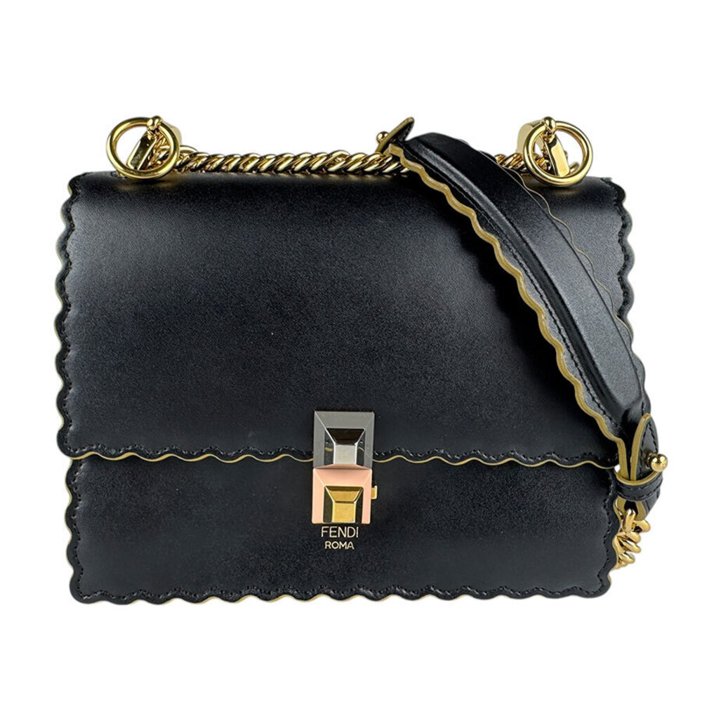 Fendi Canai Shoulder Bag Black Leather